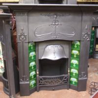 016TC - Original Antique Art Nouveau Tiled Combination Fireplace - Folkestone