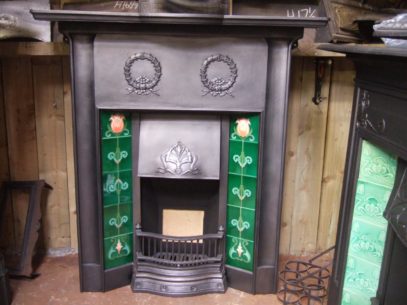 034TC - Edwardian / Art Nouveau Tiled Combination Fireplace