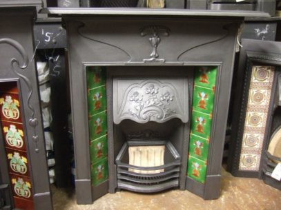 088TC - Original Art Nouveau Tiled Combination Fireplace