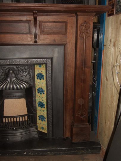 Antique Art Nouveau Hardwood Surround - Image 4