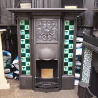 099TC - Original Art Nouveau Tiled Combination Fireplace - Essex