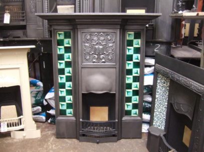 099TC - Original Art Nouveau Tiled Combination Fireplace - Essex