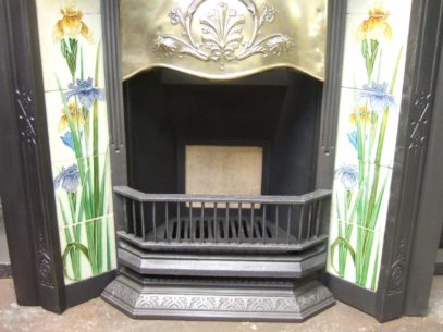 162TI - Original Art Nouveau Tiled Fireplace Insert - Tadcaster