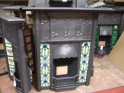 Art Nouveau Tiled Fireplace - 186TC