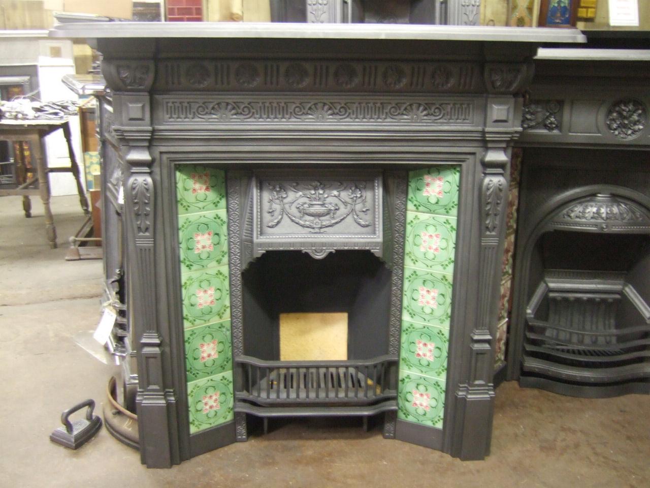 282TC Antique Victorian Tiled Fireplace Old Fireplaces