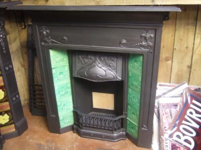 042TC - Antique Art Nouveau Tiled Fireplace