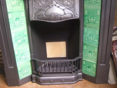 042TC - Antique Art Nouveau Tiled Fireplace