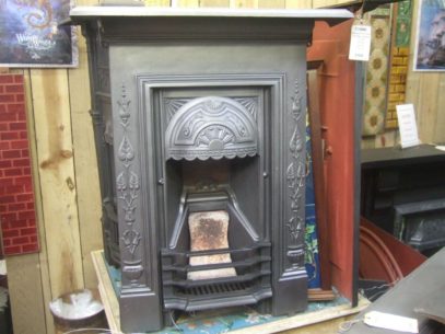 053B - Art Nouveau Cast Iron Bedroom Fireplace