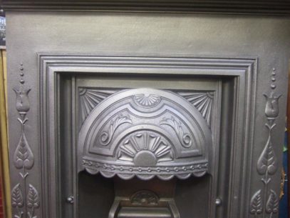 053B - Art Nouveau Cast Iron Bedroom Fireplace