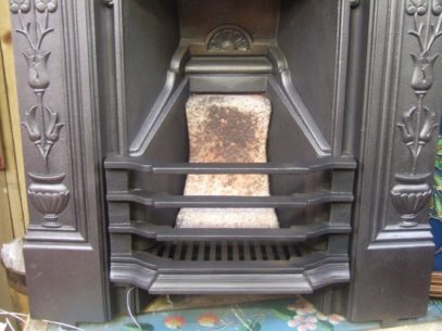 053B - Art Nouveau Cast Iron Bedroom Fireplace
