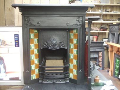Art Nouveau Tiled Combination Fireplace