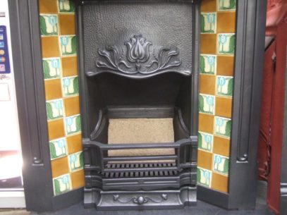 Art Nouveau Tiled Combination Fireplace