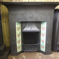 134TC - Art Nouveau Cast Iron Tiled Combination Fireplace