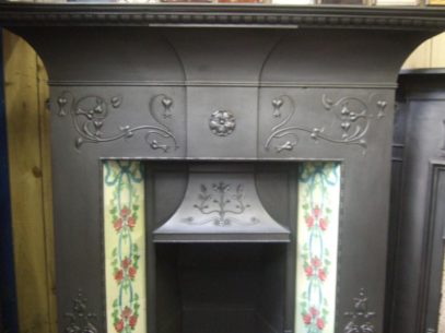 134TC - Art Nouveau Cast Iron Tiled Combination Fireplace