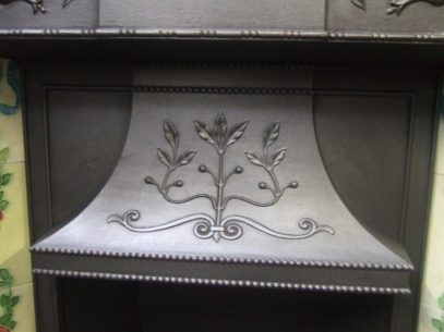 134TC - Art Nouveau Cast Iron Tiled Combination Fireplace