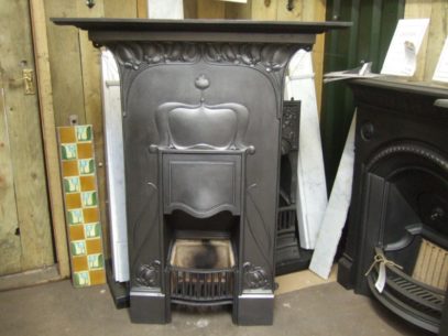 Original Art Nouveau Cast Iron Fireplace - 223MC