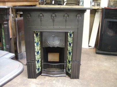 Edwardian Art Nouveau Tiled Combination Fireplace - 197TC