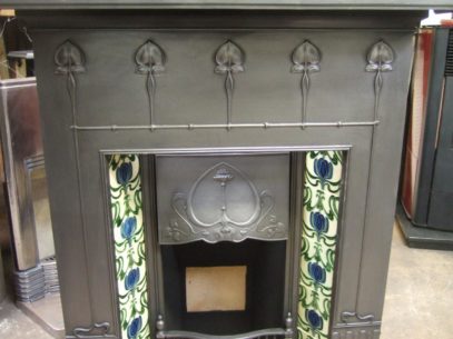 Edwardian Art Nouveau Tiled Combination Fireplace - 197TC - Image 2