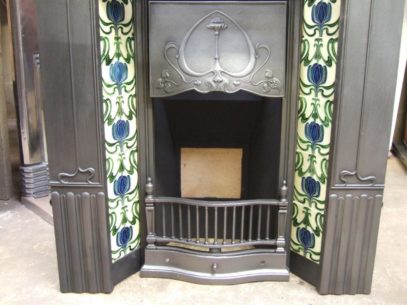 Edwardian Art Nouveau Tiled Combination Fireplace - 197TC - Image 4