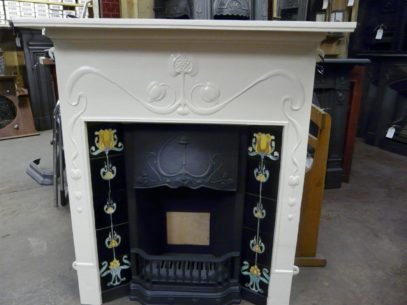 Reclaimed Art Nouveau-Style Fireplace -010TC - Image 4