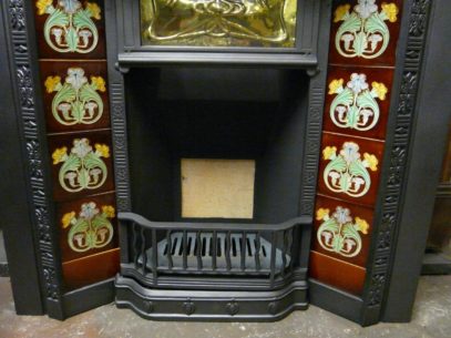 Original Art Nouveau Tiled Fireplace Insert - 091TI - Image 6