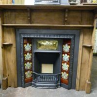 Original Art Nouveau Tiled Fireplace Insert - 091TI