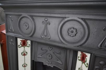 Edwardian Art Nouveau Tiled Fireplace - 1002TC