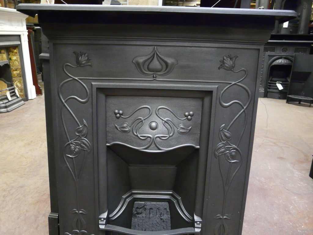 Reclaimed Art Nouveau Cast Iron Fireplace - 187MC-1491 - Antique ...
