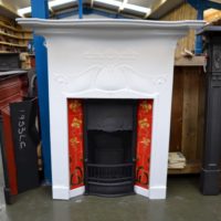 Painted Art Nouveau Tiled Fireplace 1146TC - Antique Fireplace Co