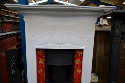 Painted Art Nouveau Tiled Fireplace 1146TC - Antique Fireplace Co