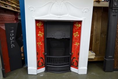 Painted Art Nouveau Tiled Fireplace 1146TC - Antique Fireplace Co