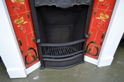 Painted Art Nouveau Tiled Fireplace 1146TC - Antique Fireplace Co