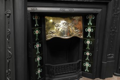 Art Nouveau Tiled Fireplace Insert - 057TI-932 - Image 4