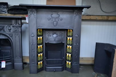 Art Nouveau Tiled Combination Fireplace - 1292TC - Antique Fireplace Co