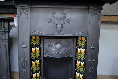 Art Nouveau Tiled Combination Fireplace - 1292TC - Antique Fireplace Co