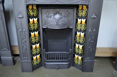 Art Nouveau Tiled Combination Fireplace - 1292TC - Antique Fireplace Co