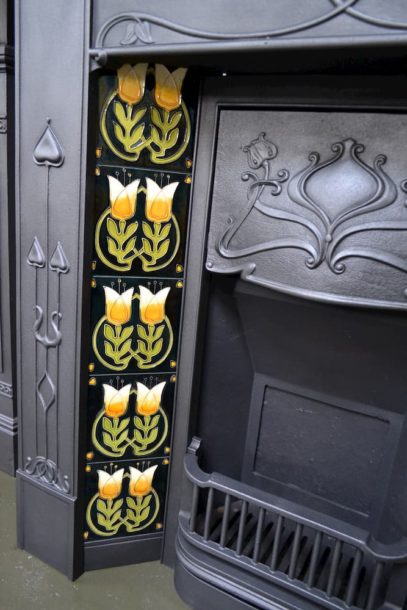 Art Nouveau Tiled Combination Fireplace - 1292TC - Antique Fireplace Co