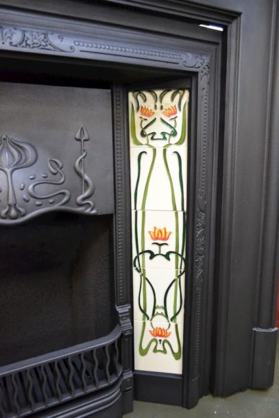 Original Art Nouveau Tiled Insert 1895TI - Oldfireplaces