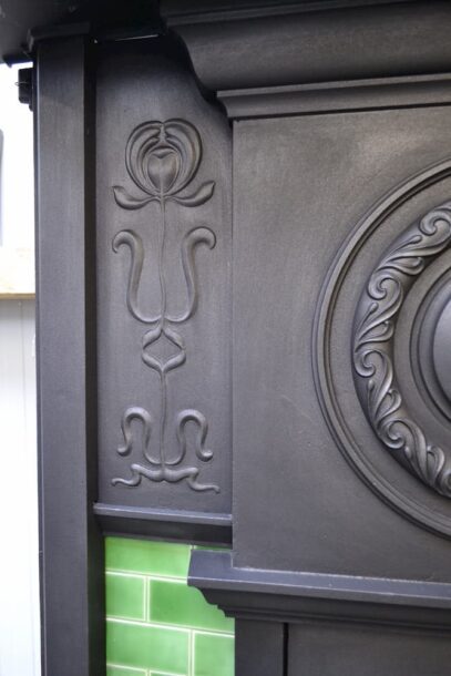 Edwardian Art Nouveau Tiled Fireplace 1745TC - Oldfireplaces