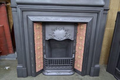 Victorian Art Nouveau Tiled Insert and Victorian Cast Iron Surround 4018CS