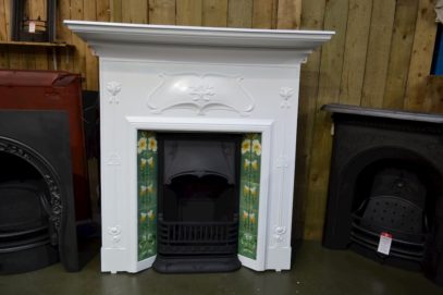 Painted Art Nouveau Tiled Fireplace 1963TC - Oldfireplaces