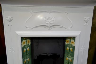 Painted Art Nouveau Tiled Fireplace 1963TC - Oldfireplaces