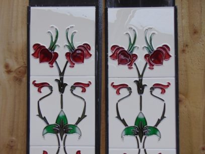 Burgandy Art Nouveau Reproduction Fireplace Tiles R014 - Oldfireplaces