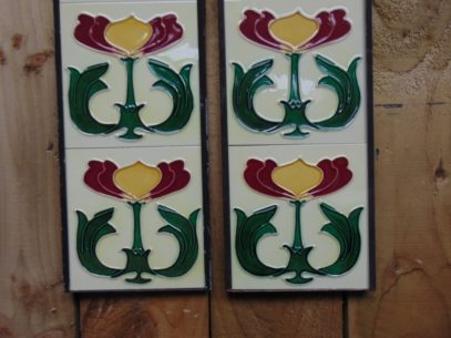 Art Nouveau Styled Reproduction Fireplace Tiles R051 Art Nouveau Styled