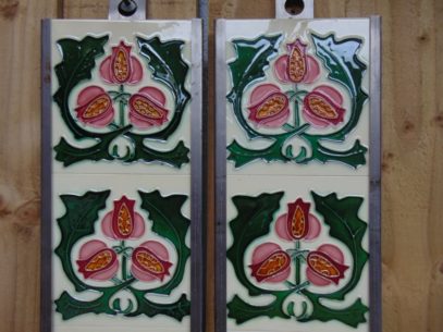 Art Nouveau Styled Reproduction Fireplace Tiles R055 Oldfireplaces