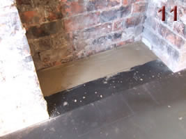 Level the back of the hearth with a concrete mix - Fitting instructions