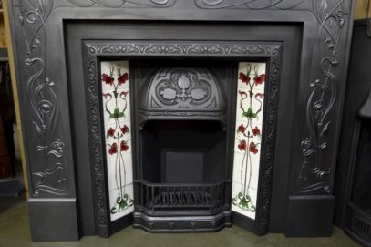 Reclaimed Art Nouveau Tiled Insert 131TI - Antique Fireplace Co