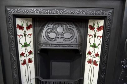 Reclaimed Art Nouveau Tiled Insert 131TI - Antique Fireplace Co