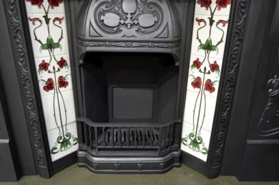 Reclaimed Art Nouveau Tiled Insert 131TI - Antique Fireplace Co