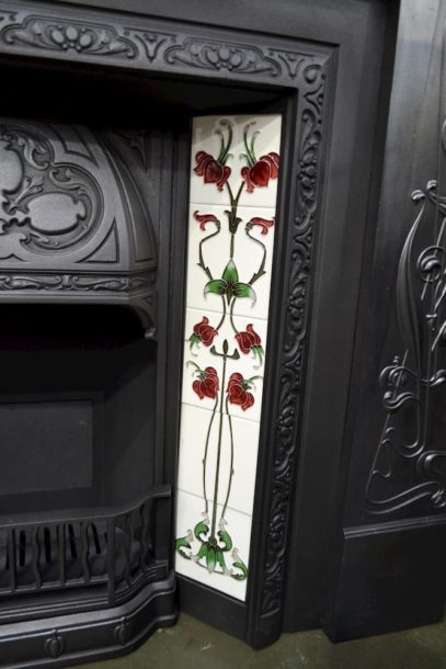 Reclaimed Art Nouveau Tiled Insert 131TI - Antique Fireplace Co